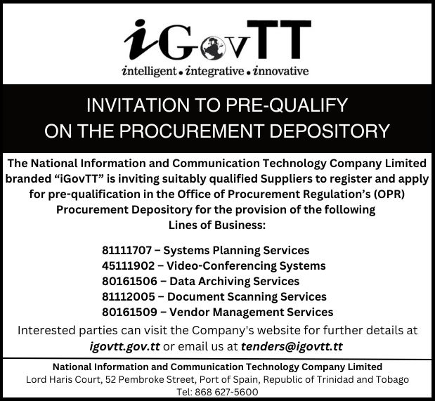 iGovTT invitation to Pre-Qualify on the Procurement Depository