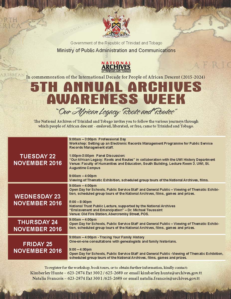 Schedule of Events - 5th Annual Archives Awareness Week